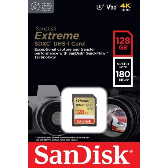 Extreme SDXC 128GB  180MBs